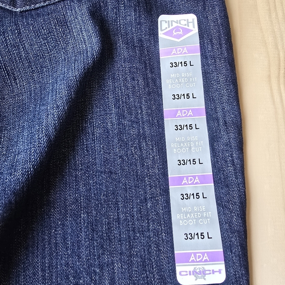 Cinch Ada Mid Rise Relaxed Fit Boot Cut Dark Wash Jeans 33/15 Long NEW - Picture 12 of 14